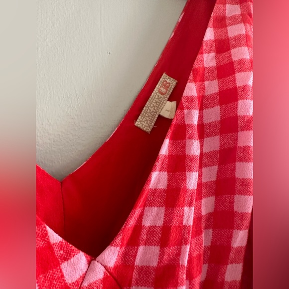 GB Gianni Bini Gingham pink/red  V neck sundress - Picture 7 of 8